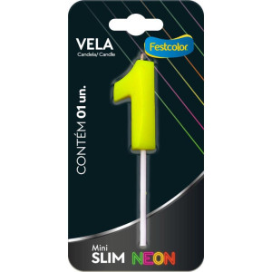 Vela Para Aniversario N.01 Amarela Neon