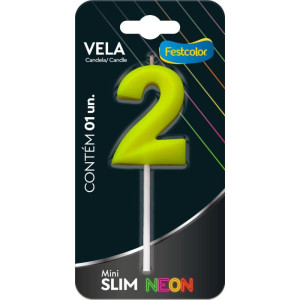 Vela Para Aniversario N.02 Amarela Neon