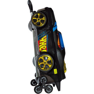 Mochila Infantil Com Rodinha Hotwheels Night Shifter Preto C/motor Dourado-126101-19628