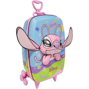Mochila Infantil Com Rodinha Stitch Angel
