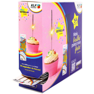 Vela Para Aniversario Estrelar C/04unds 139mm