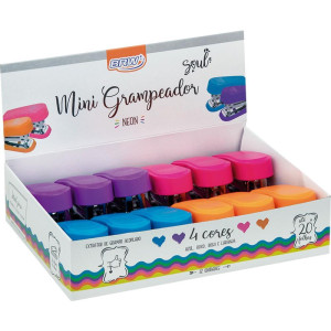 Grampeador Mini P/20fls 6cm Plast. Cores Neon