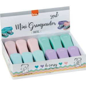 Grampeador Mini P/20fls 6cm Plast. Cores Pastel