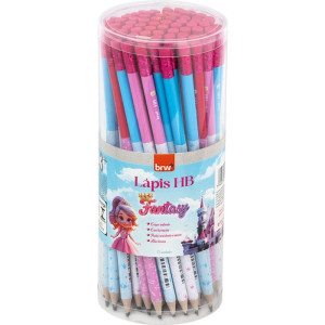 Lapis Preto Redondo Hb Fantasy Estampado Resina (s