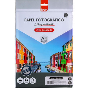 Papel Fotografico Inkjet A4 Glossy Brilhante 180g.