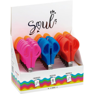 Tesoura Escolar Aco 13cm C/regua 3 Cores Neon