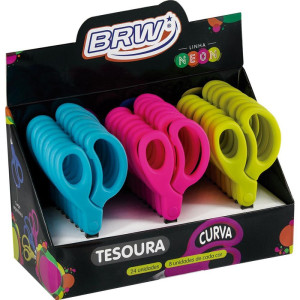 Tesoura Escolar Curva 13cm 3 Cores Neon-128076-17619