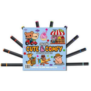 Livro De Colorir Cute E Comfy C/12canetas