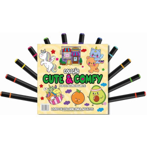 Livro De Colorir Cute E Comfy C/12canetas