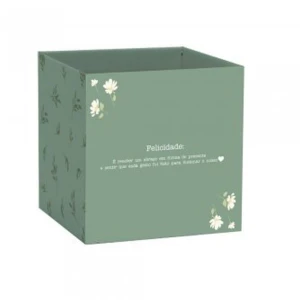Cachepot Paper Decorado Pote 15 Daisy Quadrado 15x15x15cm