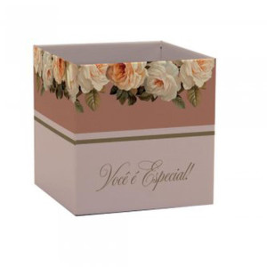 Cachepot Paper Decorado Pote 15 Giullia Quadrado 15x15x15cm