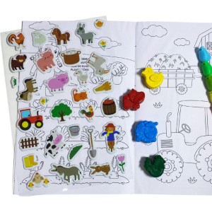 Livro Infantil Colorir Kit Animais Da Fazenda C/giz E Adesivos-127580-80639