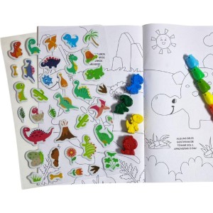 Livro Infantil Colorir Kit Dinossauros C/giz E Adesivos-127581-14242