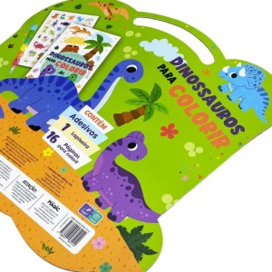 Livro Infantil Colorir Kit Dinossauros C/giz E Adesivos-127581-50533