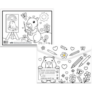 Pasta Envelope Capivara A4 Be Cappy I C/botao P/colorir