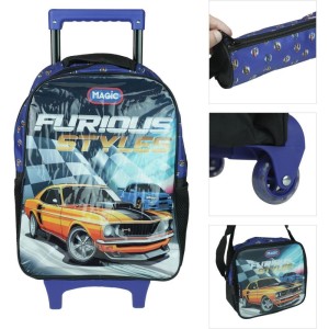 Mochila Infantil Com Rodinha Furiosos G Estojo+lancheira-127615-12550