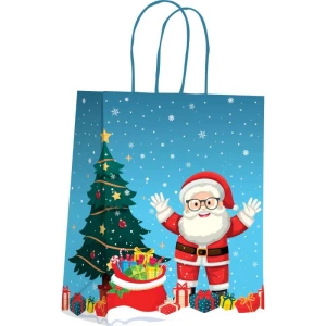 Sacola Para Presente Natal Papai Noel G 32x39x19cm
