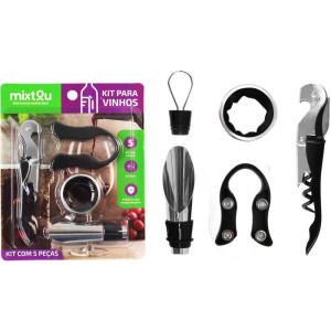 Utensilio Domestico Kit P/ Vinho 5 Pecas Inoxidavel