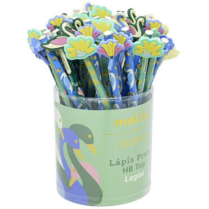 Lapis Preto Redondo Decorado Cicero Top C/borracha Ponteira