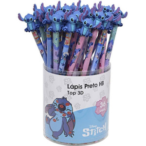 Lapis Preto Redondo Decorado Stitch Top 3d 4modelos