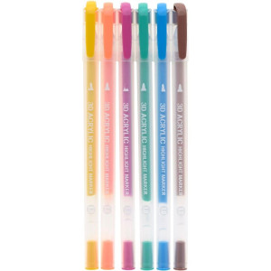 Marcador Artistico Acrylic 3d 6 Cores Vibrantes