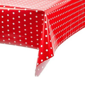 Toalha Plastica 78x78cm Poa Vermelho