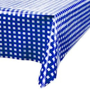 Toalha Plastica 78x78cm Xadrez Azul Escuro