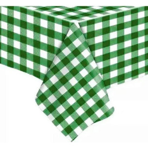 Toalha Plastica 78x78cm Xadrez Verde Escuro