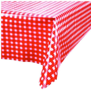 Toalha Plastica 78x78cm Xadrez Vermelho