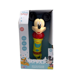 Musical Microfone Mickey Canta E Grava 21 Cm - Caixa Aberta
