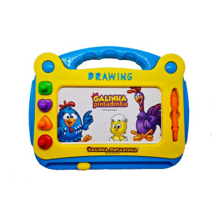 Educativo Lousa Mágica Galinha Pintadinha Com 4 Carimbos Magnéticos 23 Cm - Caixa Aberta