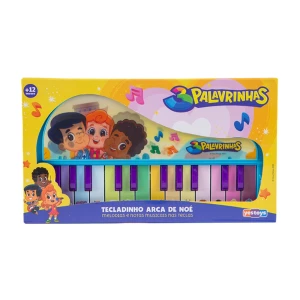 Musical Tecladinho Holográfico Arca De Noé 3 Palavrinhas Exclusivo E Colorido 25 Cm - Caixa Com V...