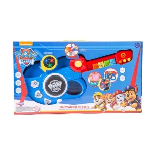 Musical Guitarra 3 Em 1 Patrulha Canina Com Microfone E Teclado 38 Cm - Caixa Com Visor