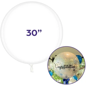 Balao Redondo Bubble Balloon Cristal Az 30cm