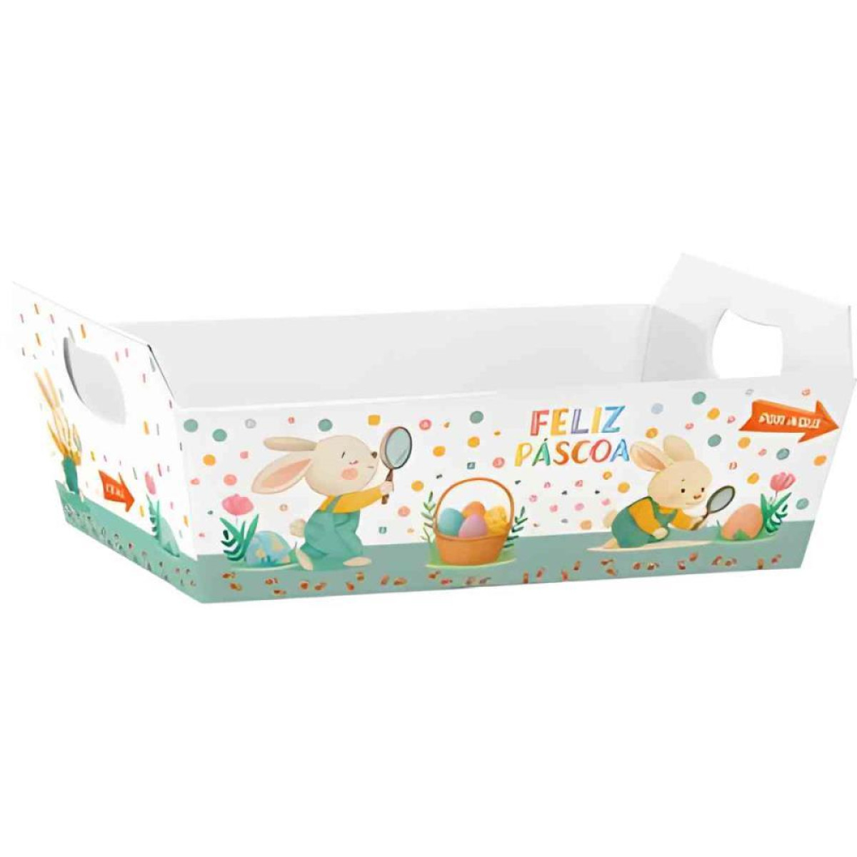 Cesta De Papel Natal Caca Aos Ovos 21x8x15cm