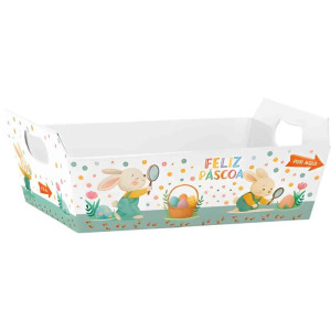 Cesta De Papel Natal Caca Aos Ovos 21x8x15cm