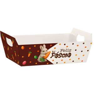 Cesta De Papel Natal Coelho Brulee 21x8x15cm