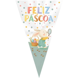Embalagem Para Trufa/cone Cone Caca Aos Ovos 18x30cm