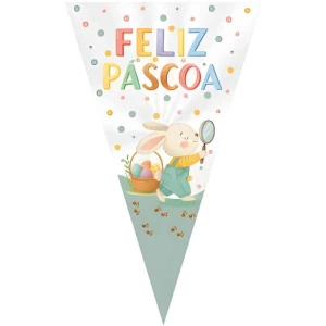Embalagem Para Trufa/cone Cone Caca Aos Ovos 18x30cm