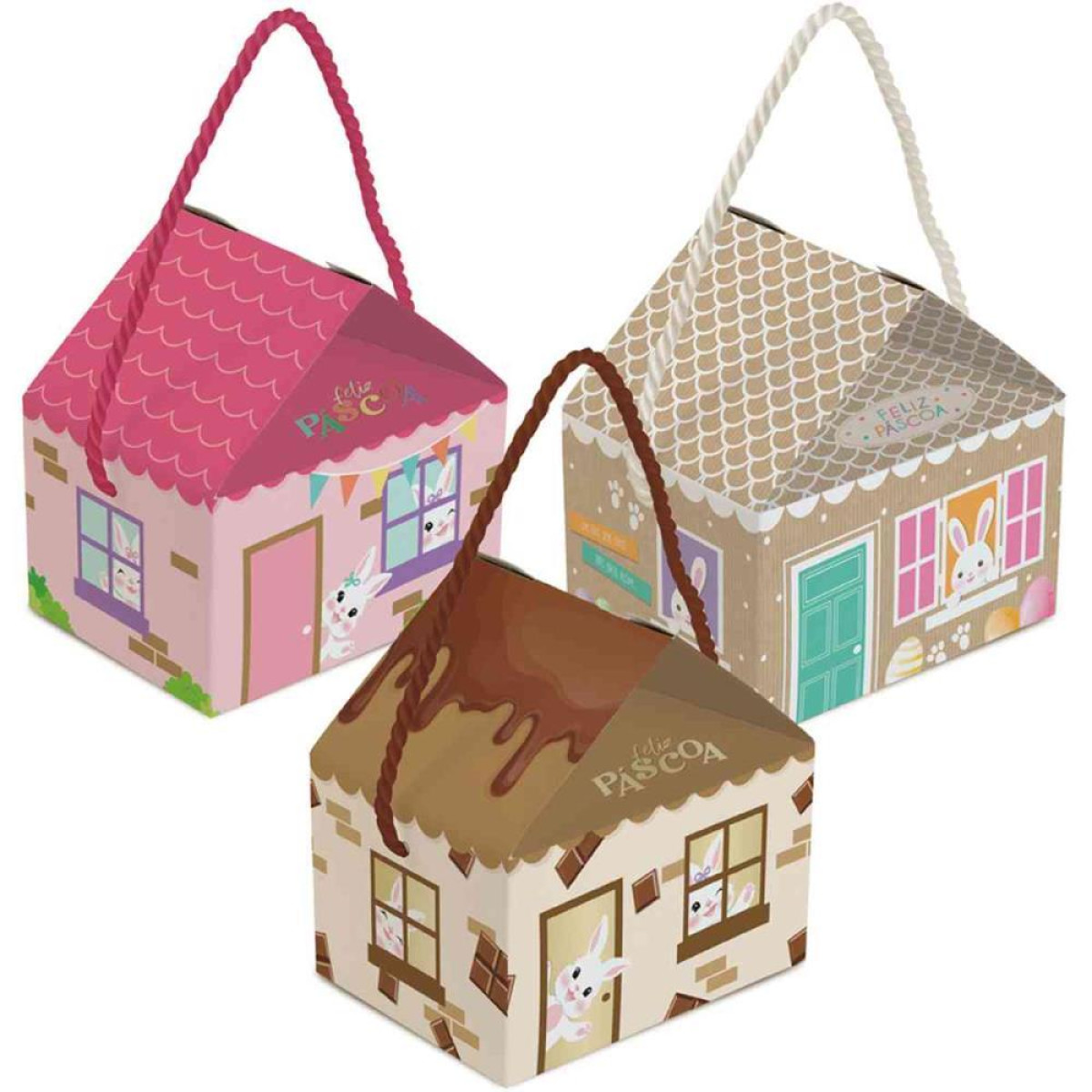Caixa P/ovo De Pascoa 12,5x9,5x12cm Casinha Sortido