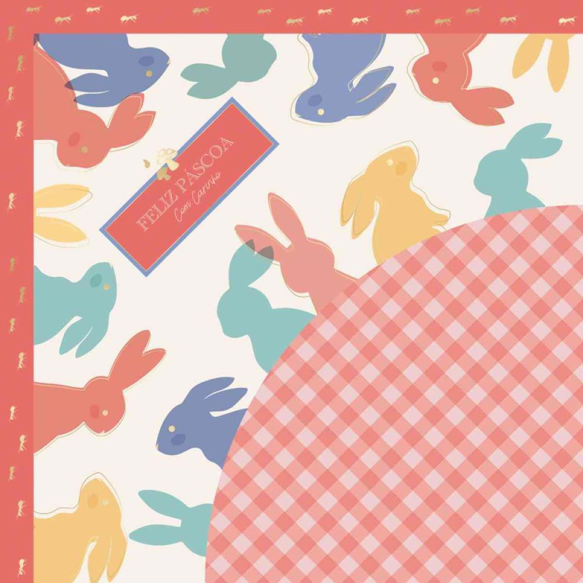Embalagem P/ovo De Pascoa 32x32cm. Express Picnic Coral