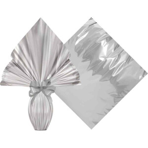 Embalagem P/ovo De Pascoa 34x34cm Prata Poli Metalizado