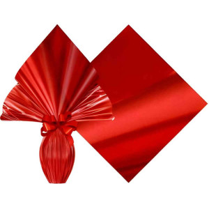 Embalagem P/ovo De Pascoa 34x34cm Vermelho Poli Metalizado