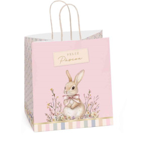 Sacola Para Presente Decorada Fiorela Rosa 27,5x22x16cm