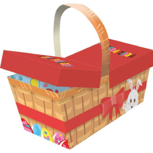Cesta De Papel Pascoa Divertida Piquinique M