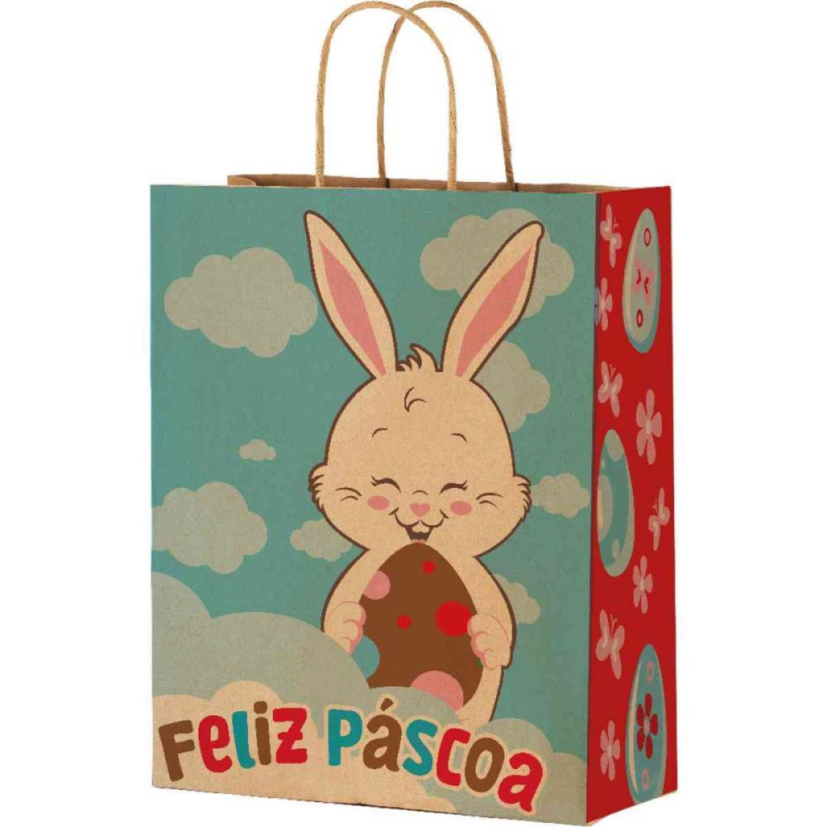 Sacola Decorada Pascoa Pascoa Divertida P 28x18x9cm