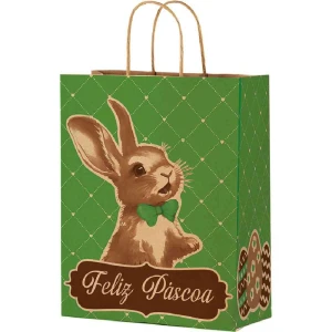 Sacola Decorada Pascoa Pascoa Rabbit P 28x18x9cm