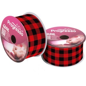 Fita Aramada Natal 63mmx10m Xadrez Natalino Vm/preto-127755-99016