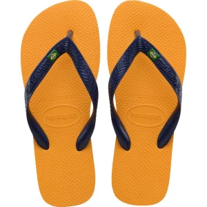 Chinelo Havaianas Unissex Brasil 37/8 Amarelo Pop/marinho