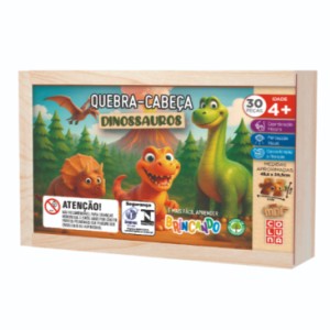 Q. Cabeca 30 Pcs Estojo - Dinossauros - Madeira